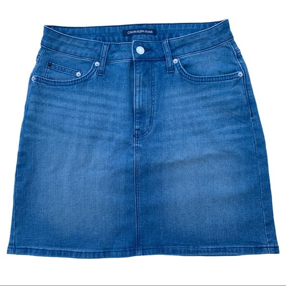 NWOT Calvin Klein Jean Denim Jeans Mini Skirt Sz 8 - Picture 2 of 12